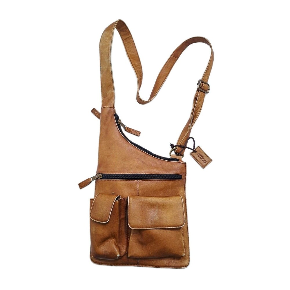 Latico Crossbody Leather Brown Satchel Bag Purse Pockets Strap Vintage Shoulder